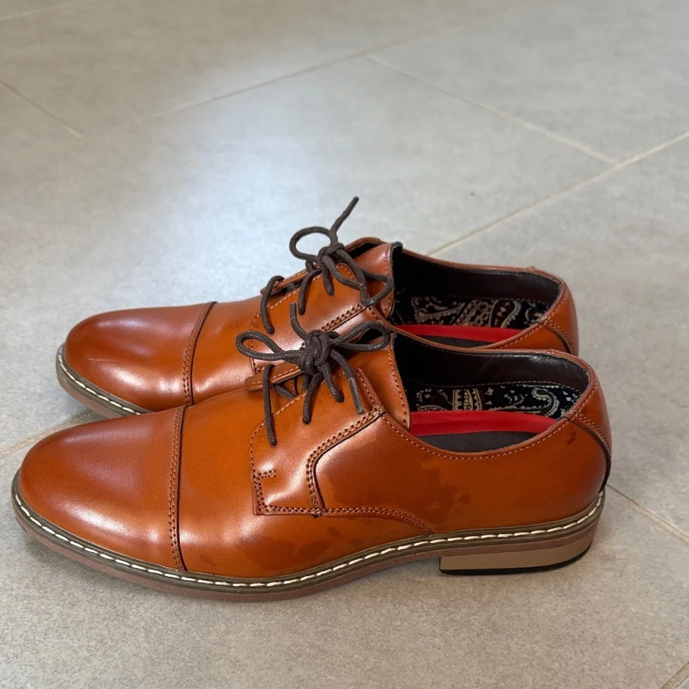 Kids Brown Dress Shoes Lace-Up Oxford
